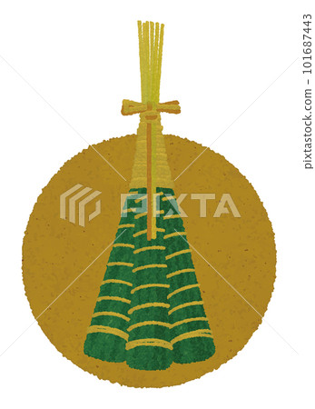 Illustration of bundled rice on a Japanese plate_watercolor torn picture style_vector 101687443