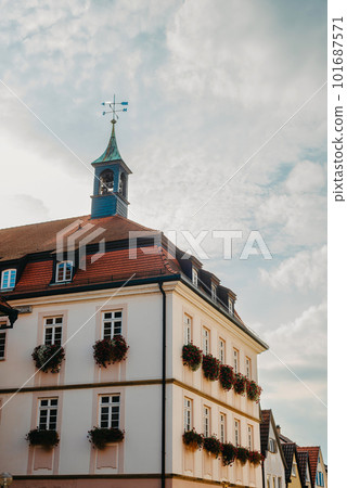 The Old Fachwerk houses in Germany. Scenic view of ancient medieval urban street architecture with half-timbered houses in the Old Town of Germany. 101687571