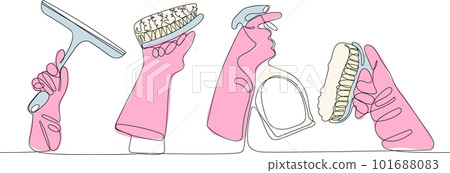 Home cleaning service landing page design concept, illustration of janitors with cleaning tools. Vector illustration Home cleaning service landing page design concept, illustration of janitors with cleaning tools. Vector illustration 101688083