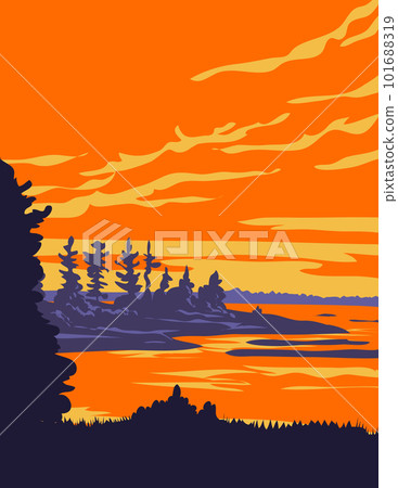 Cedar Springs Beausoleil Island Within Georgian Bay Islands National Park Ontario Canada WPA Poster Art Cedar Springs Beausoleil Island Within Georgian Bay Islands National Park Ontario Canada WPA Poster Art 101688319