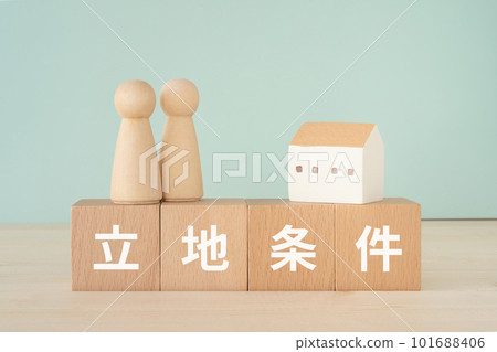 Blocks, dolls, and house figurines written as location requirements 101688406