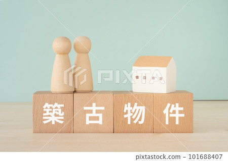 A block, a doll, and a house ornament written as an old property A block, a doll, and a house ornament written as an old property 101688407