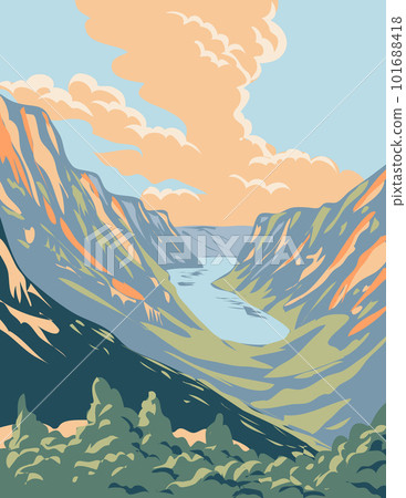 Mealy Mountains National Park Reserve in the Labrador Region Canada WPA Poster Art 101688418