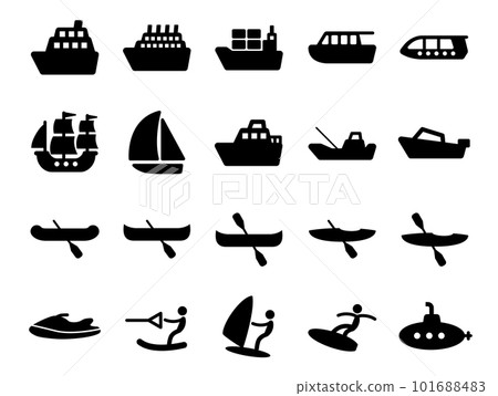 水上交通和水上休閒圖標集_黑色固體 水上交通和水上休閒圖標集_黑色固體 101688483