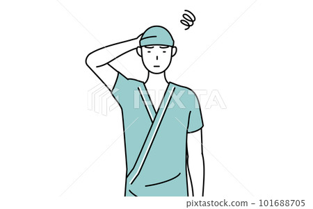 Male hospitalized patient scratching his head in trouble Male hospitalized patient scratching his head in trouble 101688705
