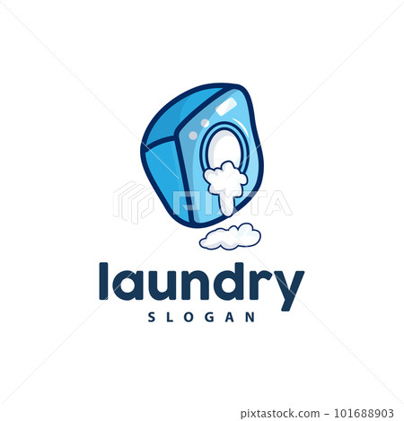 Laundry Logo, Cleaning Washing Vector, Laundry Icon With Washing Machine, Clothes and Foam Bubble, Illustration Symbol Design Template 101688903