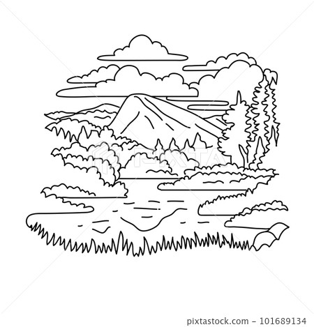 Tuolumne Meadows in Yosemite National Park California Monoline Line Art Drawing Tuolumne Meadows in Yosemite National Park California Monoline Line Art Drawing 101689134