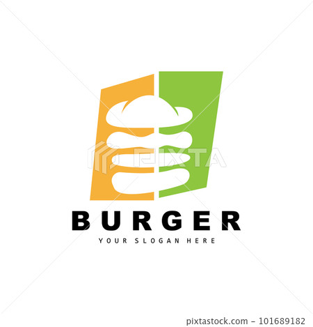 Burger Logo, Fast Food Design, Bread And Vegetables Vector, Fast Food Restaurant Brand Icon Illustration 101689182