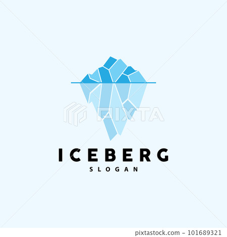 Iceberg Logo, Antarctic Mountains Vector In Ice Blue Color, Nature Design, Product Brand Illustration Template Icon 101689321