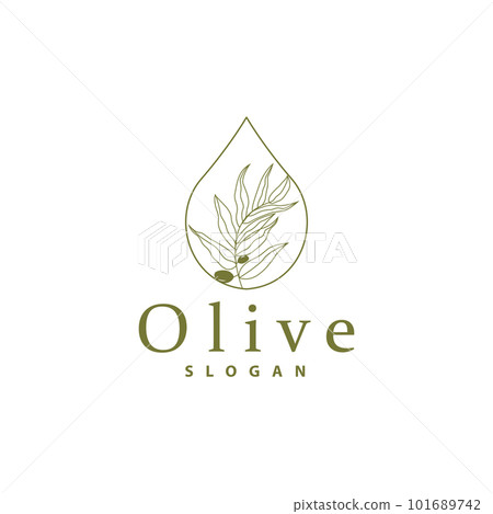 Olive Oil Logo, Olive Leaf Plant Herbal Garden Vector, Simple Elegant Luxurious Icon Design Template illustration 101689742