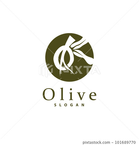 Olive Oil Logo, Olive Leaf Plant Herbal Garden Vector, Simple Elegant Luxurious Icon Design Template illustration 101689770