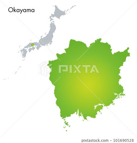 Okayama prefecture and Japanese archipelago map 101690528