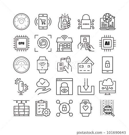 device artificial intelligence technology icon set device artificial intelligence technology icon set 101690643