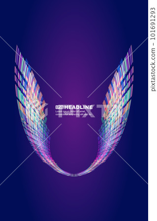 彩色方塊動感半圓環霓虹科技感空間感背景 101691293