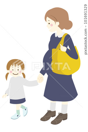 pregnant mom and daughter 101691329