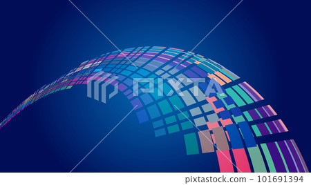 彩色方塊彎曲動感霓虹科技感空間感背景 101691394