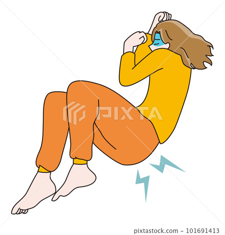女人睡覺蜷縮著身體下半身痛 101691413