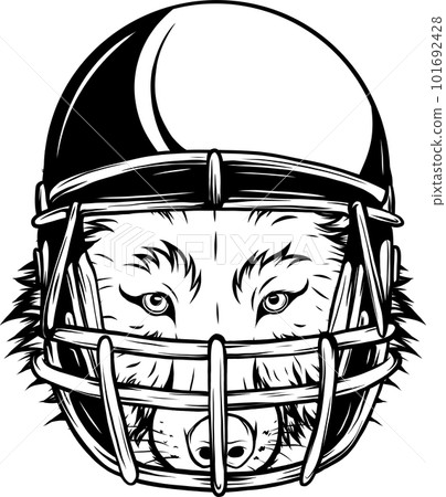 Vector illustration of monochrome wolf head with helmet 101692428