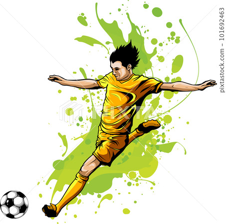 Vector - Football Player with Soccer Ball Stock Photo - Illustration of  football, motion: 196029084