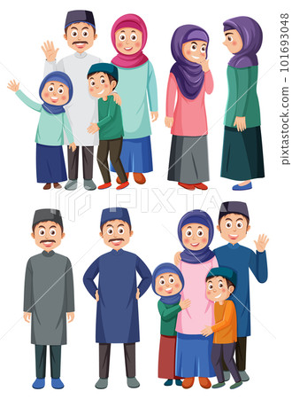 Diverse Muslim Cartoon Characters Set Diverse Muslim Cartoon Characters Set 101693048