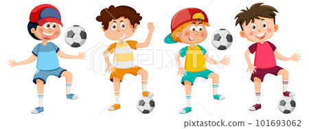 Many Boys Playing Football Vector 101693062