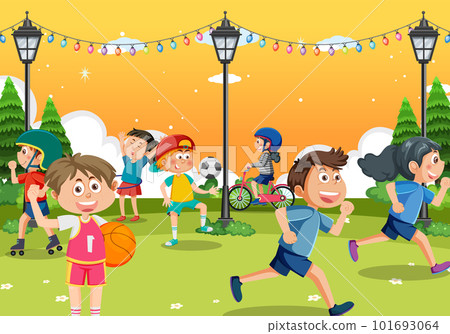 Kids playing sports at playground 101693064
