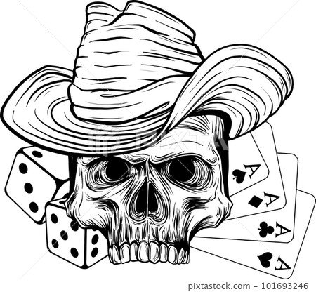 vector illustration of Skull cowboy monochrome on white background vector illustration of Skull cowboy monochrome on white background 101693246
