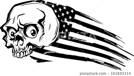 illustration of skull emblem monochrome with usa flag vector 101693314
