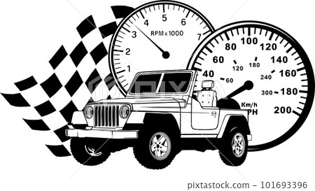 vector illustration of monochrome jeep car transparent background 101693396