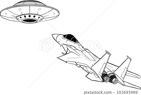 Vintage UFO spaceship concept in monochrome style isolated vector illustration 101693999