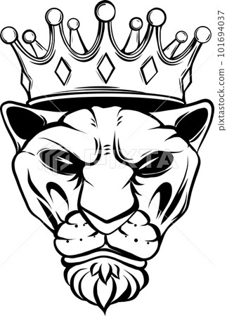 vector illustration of silhouette of king lion on white background 101694037