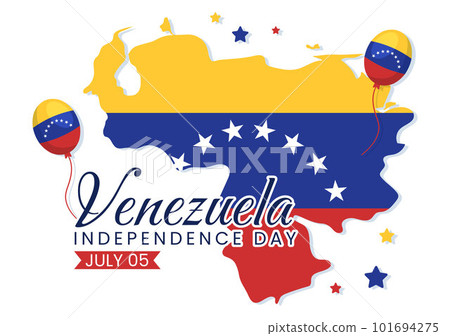Happy Venezuela Independence Day Vector Illustration on 5 July with Flags, Balloon and Confetti in Memorial Holiday Background Hand Drawn Template 101694275