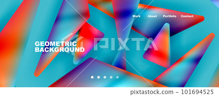 Bright colorful triangular shapes abstract background with fluid color effect. Glass, light and shadow effects. Illustration For Wallpaper, Banner, Background, Card, Book Illustration, landing page Bright colorful triangular shapes abstract background with fluid color effect. Glass, light and shadow effects. Illustration For Wallpaper, Banner, Background, Card, Book Illustration, landing page 101694525