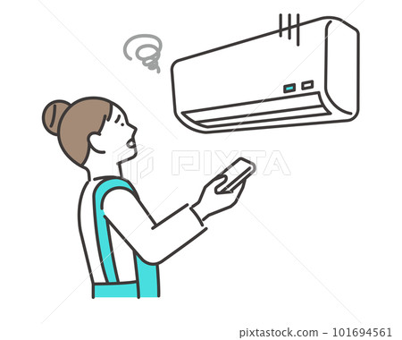 Vector illustration of housewife troubled by air conditioner failure / summer / air conditioning Vector illustration of housewife troubled by air conditioner failure / summer / air conditioning 101694561