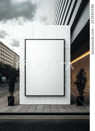 Blank advertising billboard at public place for advertisement Created with Generative AI technology. Blank advertising billboard at public place for advertisement Created with Generative AI technology. 101695486