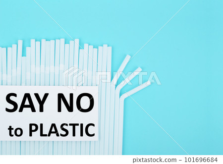 The Say no to plastic plastic drinking straws. Garbage Environment pollustion concept. 101696684