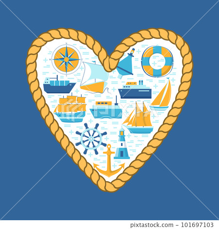Ocean spirit concept banner with ship icons in flat style Ocean spirit concept banner with ship icons in flat style 101697103