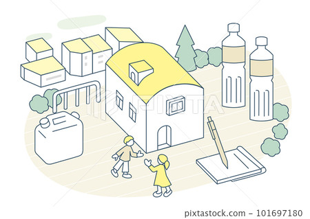 Prepare for water, etc. People thinking about disaster prevention 101697180