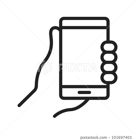 Holding Smartphone icon vector image. Suitable for mobile apps, web apps and print media. Holding Smartphone icon vector image. Suitable for mobile apps, web apps and print media. 101697403