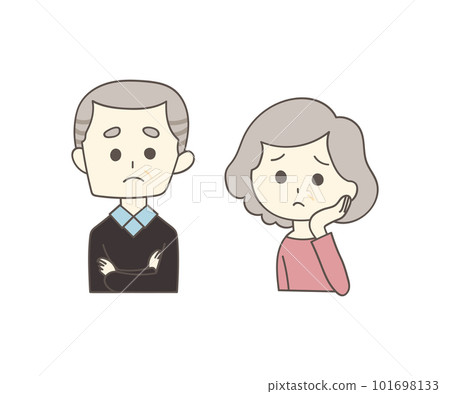 Illustration of a senior couple in trouble 101698133