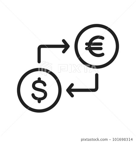 Dollar to Euro icon vector image. Suitable for mobile apps, web apps and print media. Dollar to Euro icon vector image. Suitable for mobile apps, web apps and print media. 101698314