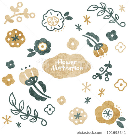 Scandinavian style Retro and cute flower illustration material set 101698841