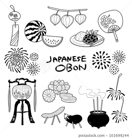 Obon illustration set (line drawing) Obon illustration set (line drawing) 101699244