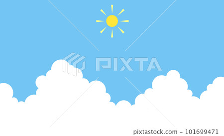 Simple illustration background material of cumulonimbus, sun and blue sky 101699471