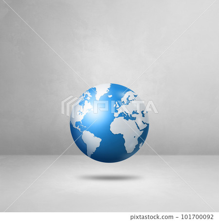 World globe, blue earth map, isolated on white. Square background 101700092