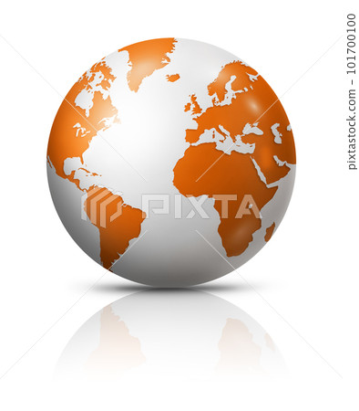 Orange earth globe isolated on white background 101700100