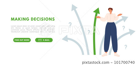 Career way concept. Entrepreneur future for new business opportunities. Man choose path. Flat vector illustration 101700740