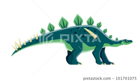 Cartoon dinosaur character, Lexovisaurus cute dino of Jurassic, vector kids toy lizard. Lexovisaurus dinosaur of stegosaur species genus, prehistoric reptile and funny paleonotology extinct animal 101701075