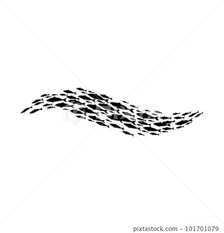 Wave shoal and fish school. Reef environment and water life, aquatic underwater wildlife or seafood monochrome vector background. Ocean fishing catch or sea ecosystem, aquarium fish school and shoal Wave shoal and fish school. Reef environment and water life, aquatic underwater wildlife or seafood monochrome vector background. Ocean fishing catch or sea ecosystem, aquarium fish school and shoal 101701079