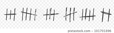 Tally mark for count. Slash line brush. Simple sketch on the wall. Isolated vector illustration Tally mark for count. Slash line brush. Simple sketch on the wall. Isolated vector illustration 101701896